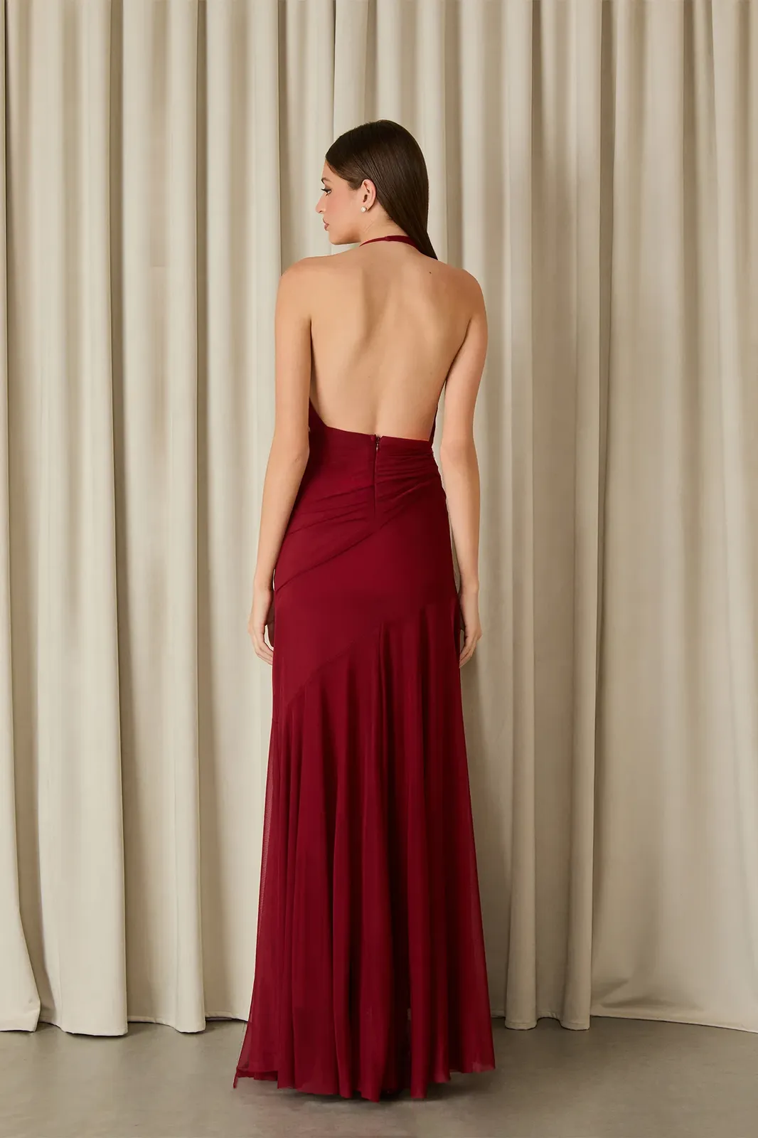 VESTIDO LONGO YOLANDA TULE DARK RED - foto 2